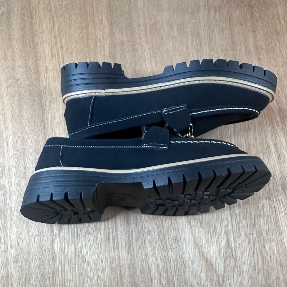 Chunky Black Chain-Accent Lightweight Summer Loafers Size EU 40, Serra Brand - Picture 4 of 9
